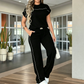 Ensemble Femme Décontracté : Haut Manches Courtes et Pantalon Large