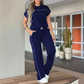 Ensemble Femme Décontracté : Haut Manches Courtes et Pantalon Large