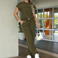 Ensemble Femme Décontracté : Haut Manches Courtes et Pantalon Large