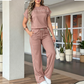 Ensemble Femme Décontracté : Haut Manches Courtes et Pantalon Large