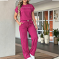 Ensemble Femme Décontracté : Haut Manches Courtes et Pantalon Large