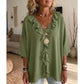 Blouse décontractée à col en V et bordure à volants pour femme