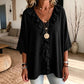 Blouse décontractée à col en V et bordure à volants pour femme