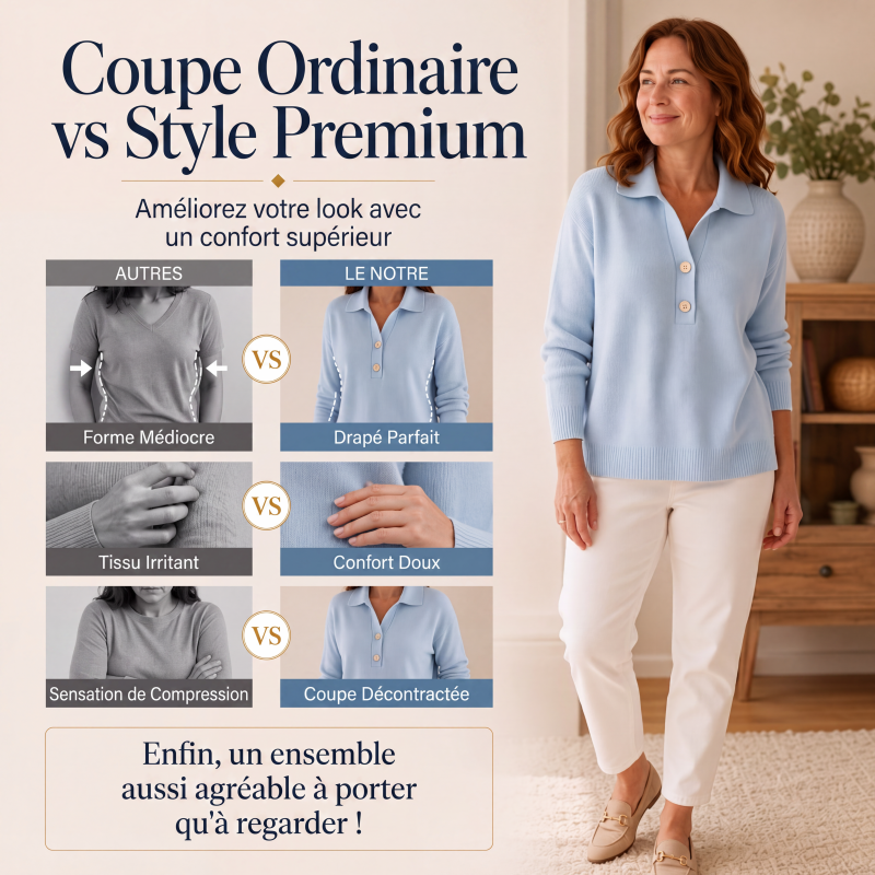 Pull en maille élégant à col revers pour femme