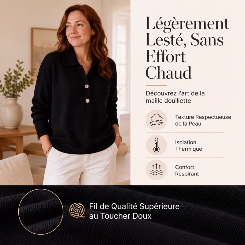 Pull en maille élégant à col revers pour femme