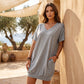Robe-t-shirt à col en V pour femmes, grandes tailles