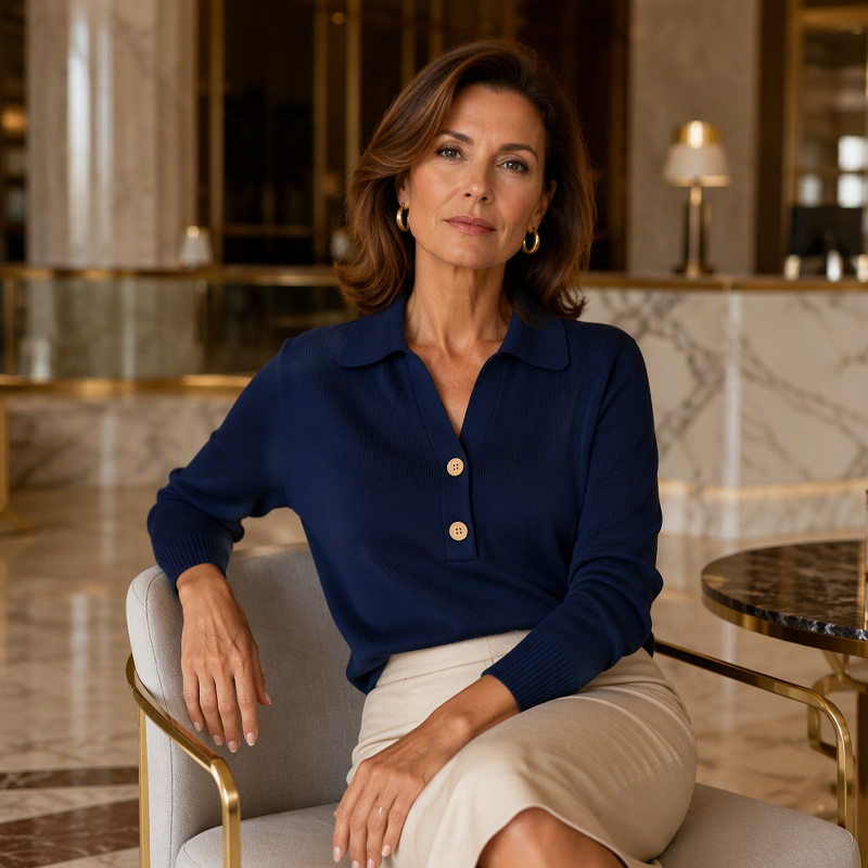 Pull en maille élégant à col revers pour femme