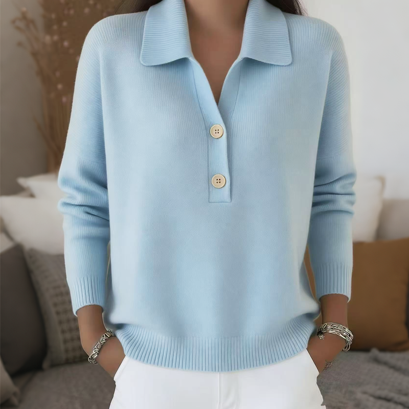 Pull en maille élégant à col revers pour femme