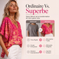 Tendance du moment⭐👚 Haut à manches chauve-souris à imprimé bohème – Col V fluide et style bohème décontracté