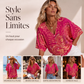 Tendance du moment⭐👚 Haut à manches chauve-souris à imprimé bohème – Col V fluide et style bohème décontracté