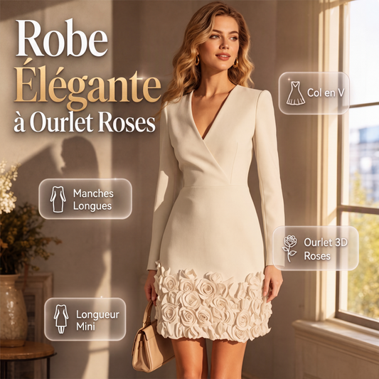🌹 LE DÉTAIL QUI FAIT LA DIFFÉRENCE | Robe Femme à Col V & Détail Rose -50 %