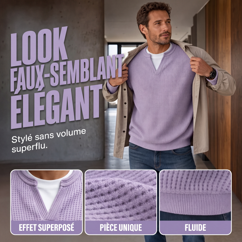 🎁 Vente 2026 — Plus de 40 100 vendus!✨T-shirt en nid d'abeille confort superposé