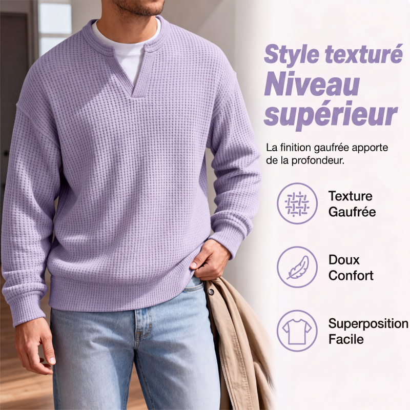 🎁 Vente 2026 — Plus de 40 100 vendus!✨T-shirt en nid d'abeille confort superposé
