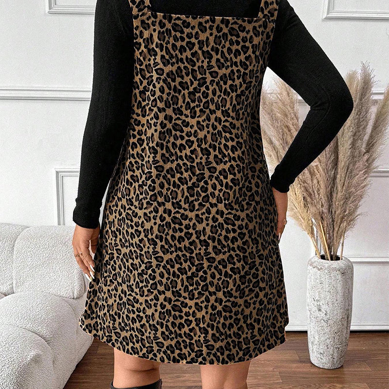 ✨ Ensemble composé d’une robe caraco imprimé léopard et d’un haut à manches longues : à porter ensemble ou séparément 🐆