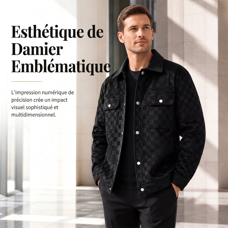 ◼️ LE RÉTRO QUI SE DÉMARQUE | Veste Homme à Damier Effet Daim -50 %