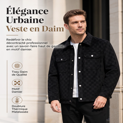 ◼️ LE RÉTRO QUI SE DÉMARQUE | Veste Homme à Damier Effet Daim -50 %