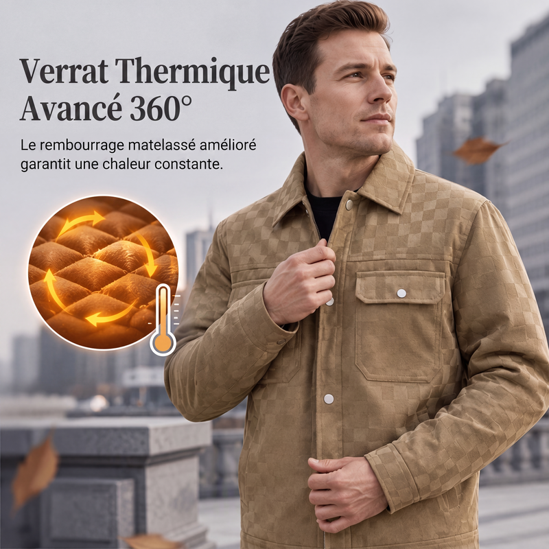 ◼️ LE RÉTRO QUI SE DÉMARQUE | Veste Homme à Damier Effet Daim -50 %