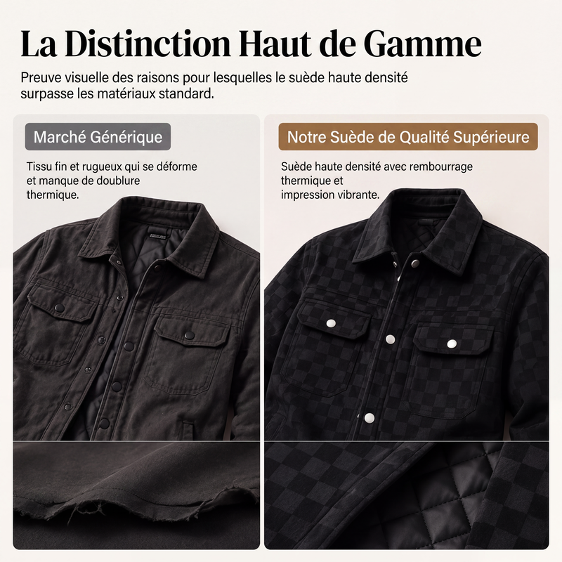 ◼️ LE RÉTRO QUI SE DÉMARQUE | Veste Homme à Damier Effet Daim -50 %