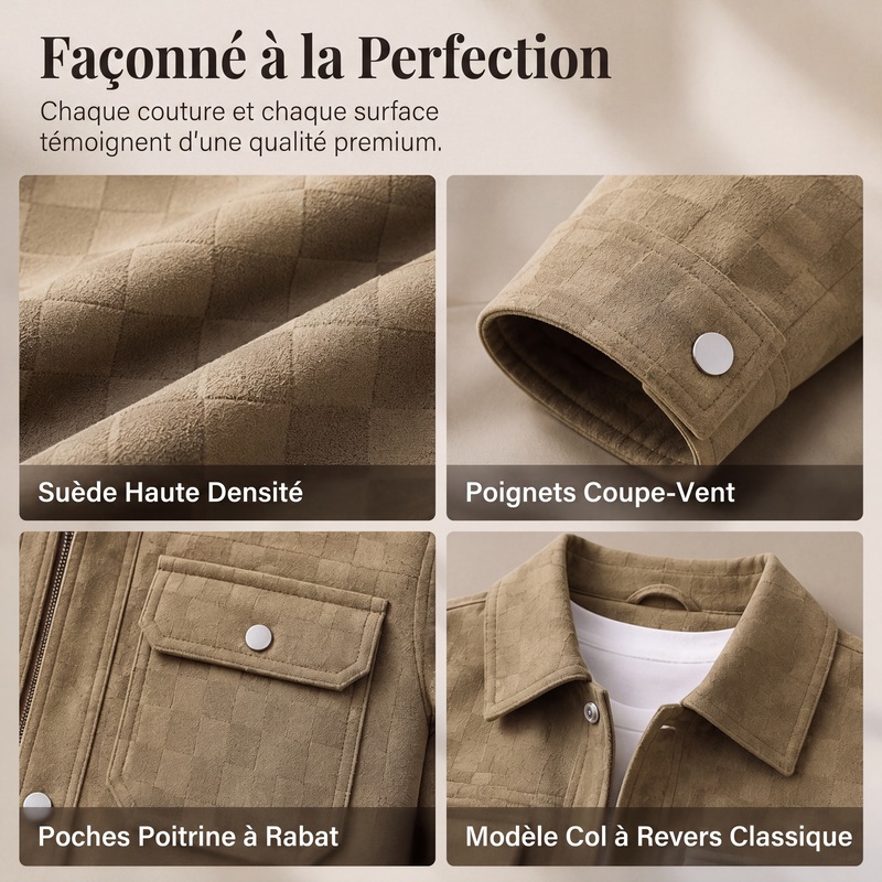 ◼️ LE RÉTRO QUI SE DÉMARQUE | Veste Homme à Damier Effet Daim -50 %