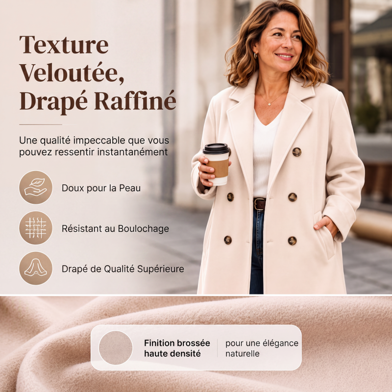 🍂 OFFRE DE SAISON · -50 % | Manteau Croisé Femme Élégant