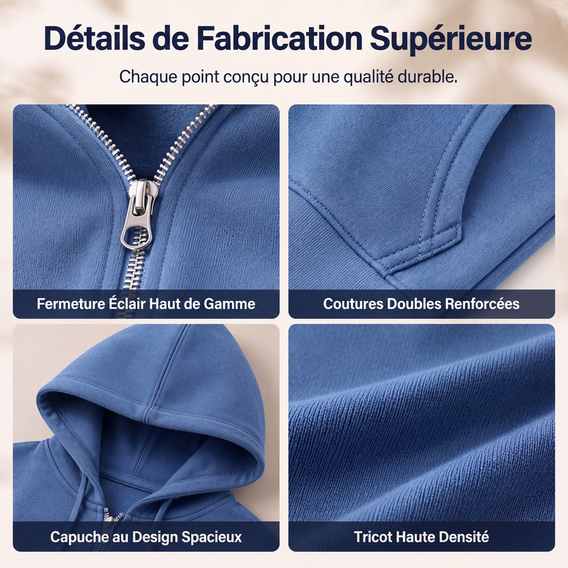 🍂 OFFRE DE SAISON · 50 % | Cardigan Long Femme à Capuche & Zip