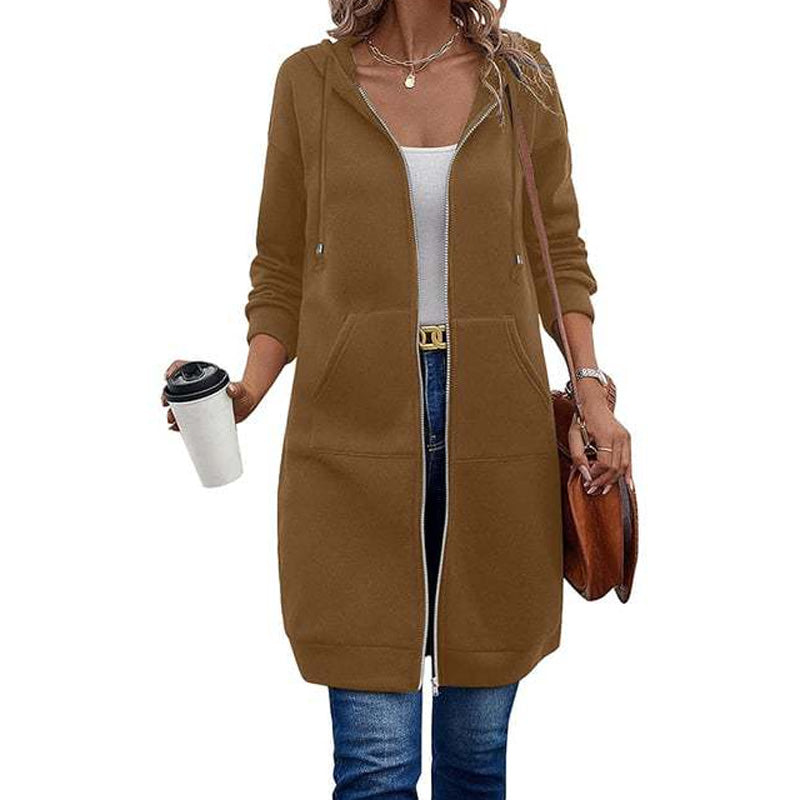 🍂 OFFRE DE SAISON · 50 % | Cardigan Long Femme à Capuche & Zip