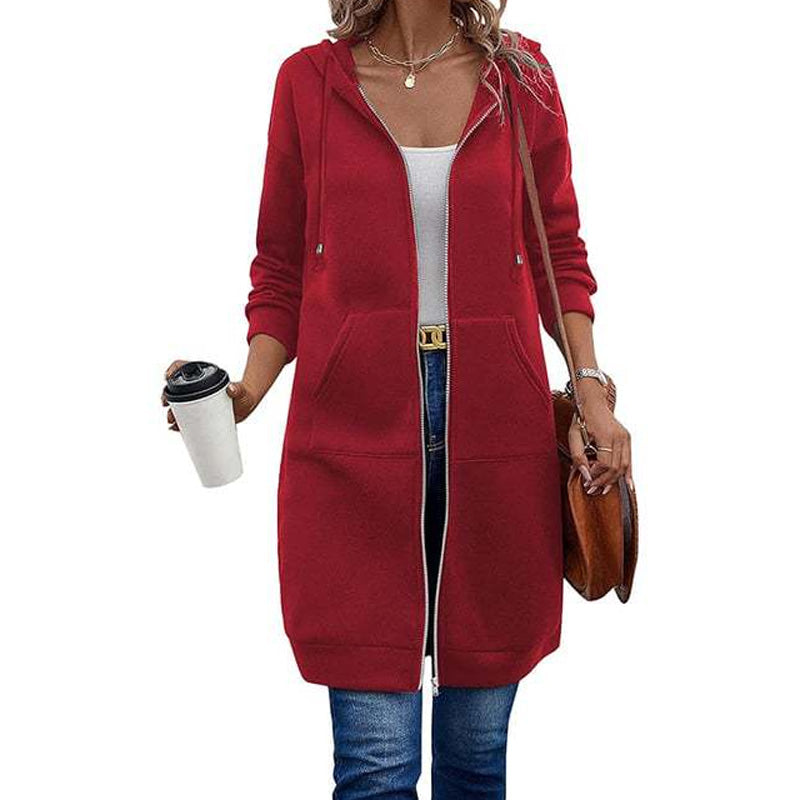 🍂 OFFRE DE SAISON · 50 % | Cardigan Long Femme à Capuche & Zip