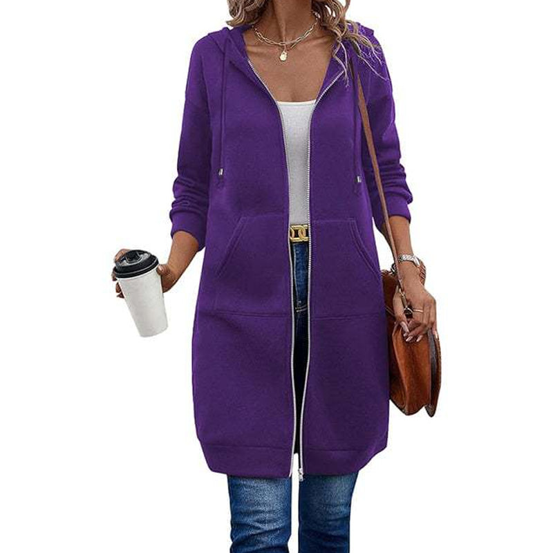 🍂 OFFRE DE SAISON · 50 % | Cardigan Long Femme à Capuche & Zip