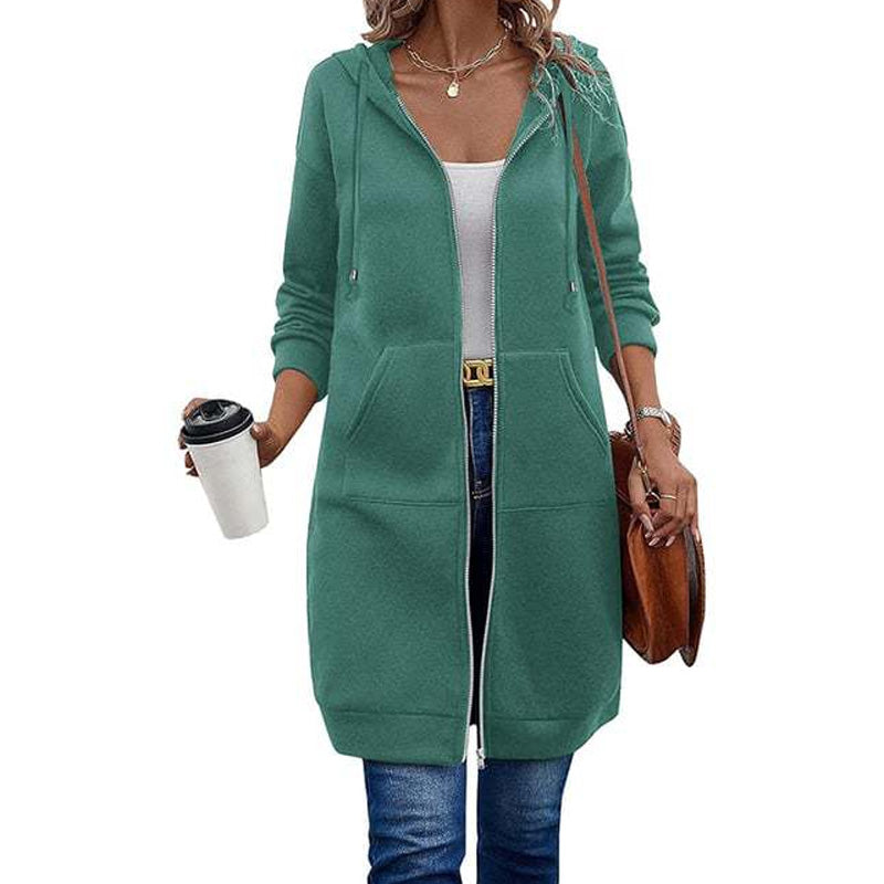 🍂 OFFRE DE SAISON · 50 % | Cardigan Long Femme à Capuche & Zip