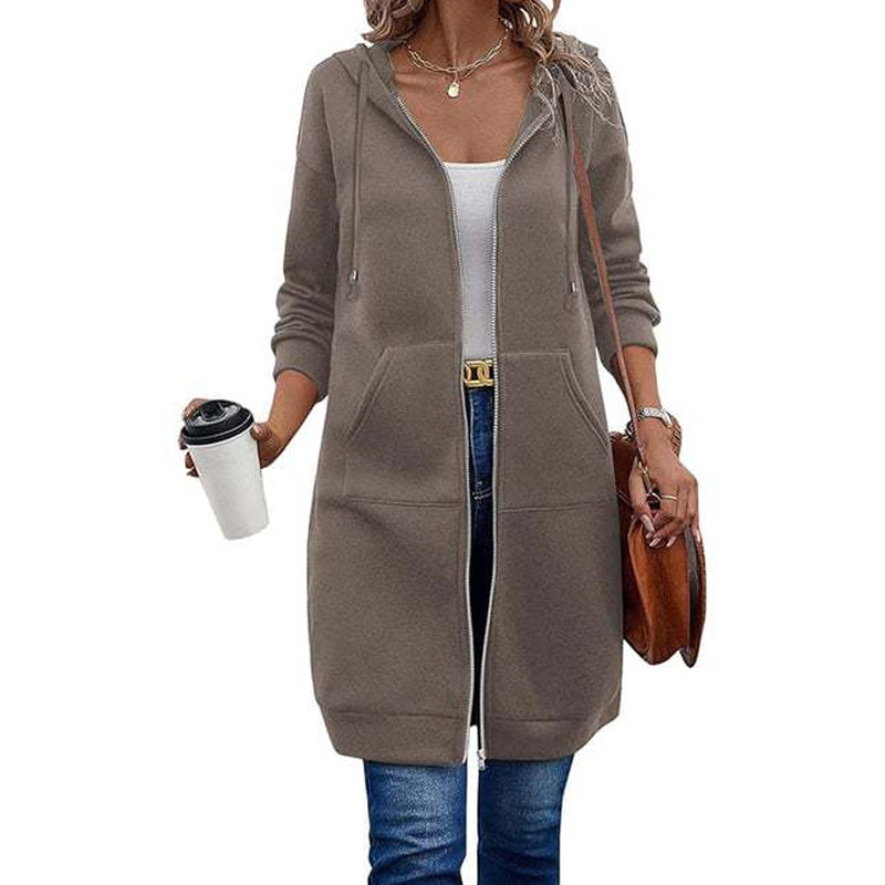 🍂 OFFRE DE SAISON · 50 % | Cardigan Long Femme à Capuche & Zip