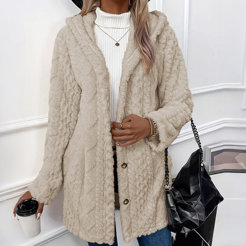 Veste à capuche boutonnée pour femme