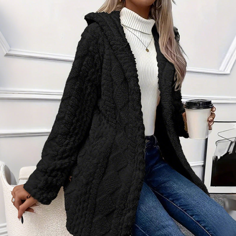 Veste à capuche boutonnée pour femme