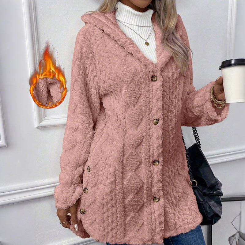 Veste à capuche boutonnée pour femme
