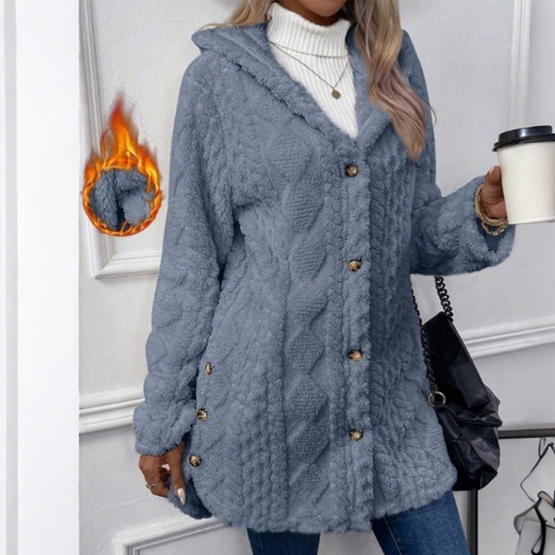 Veste à capuche boutonnée pour femme