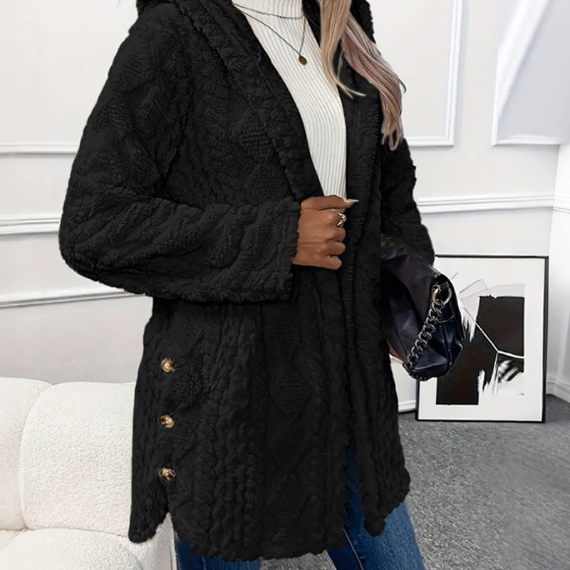 Veste à capuche boutonnée pour femme