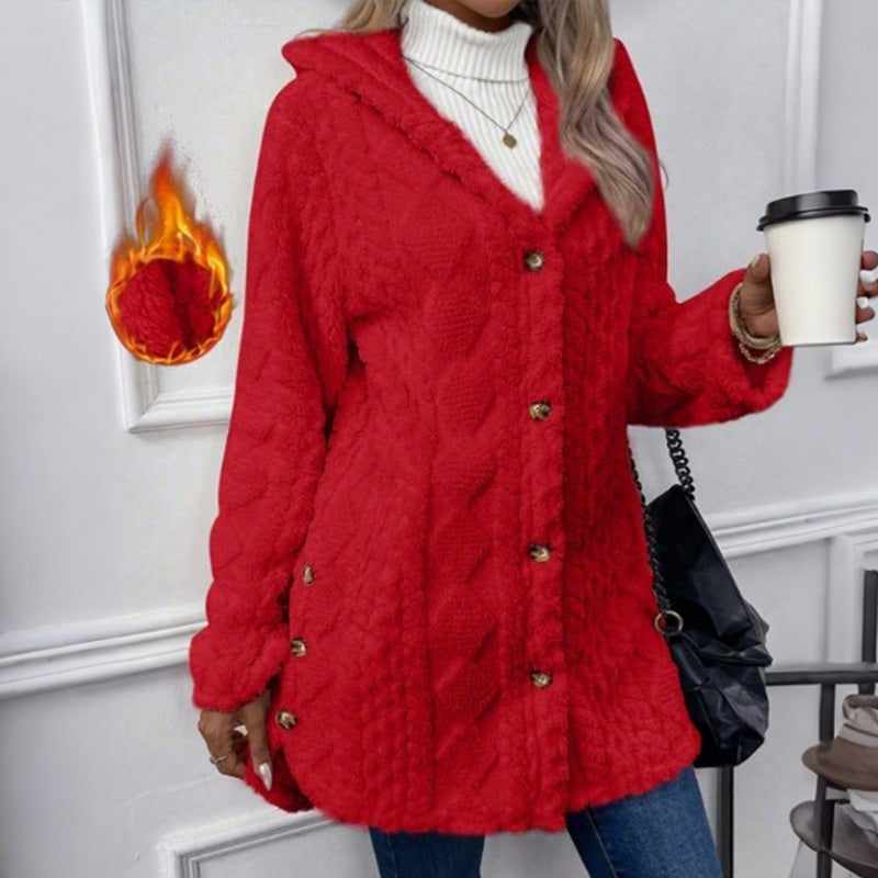 Veste à capuche boutonnée pour femme