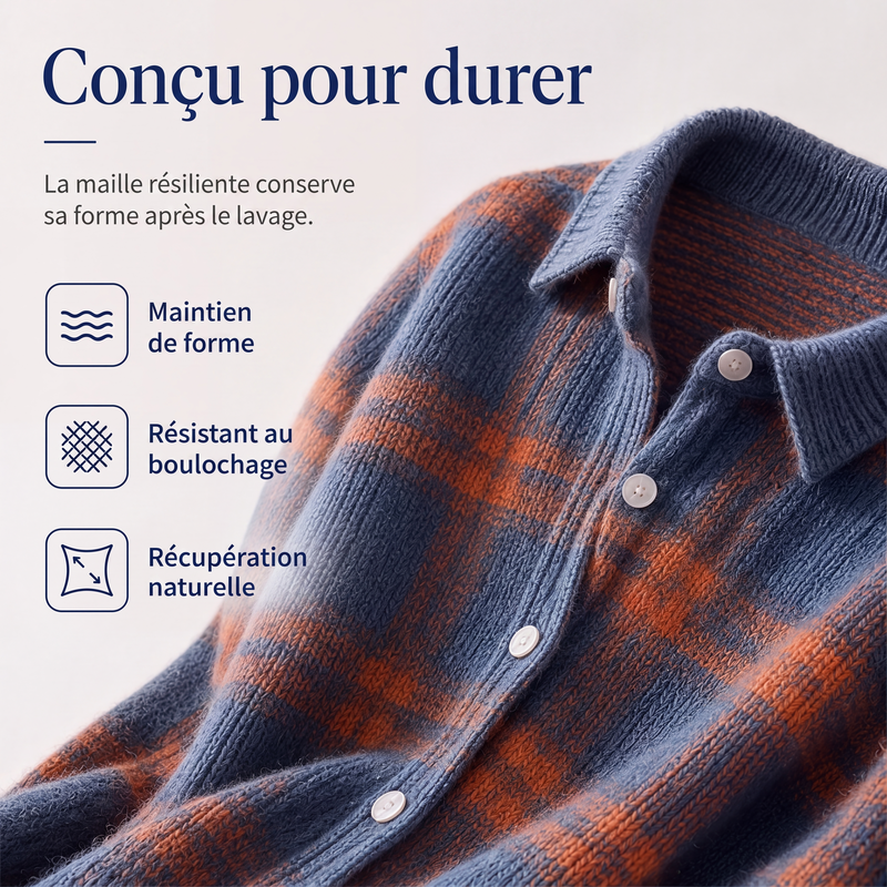 ✨ Cardigan femme à carreaux avec boutons, coupe oversize décontractée : facile à porter au quotidien 🧶
