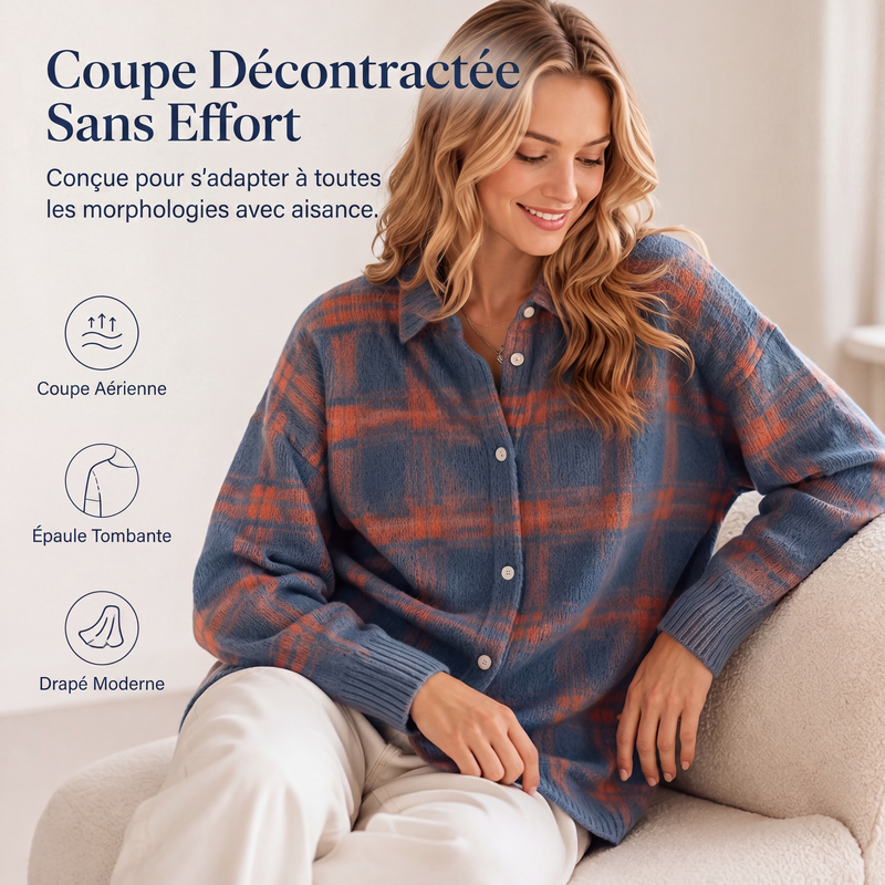 ✨ Cardigan femme à carreaux avec boutons, coupe oversize décontractée : facile à porter au quotidien 🧶