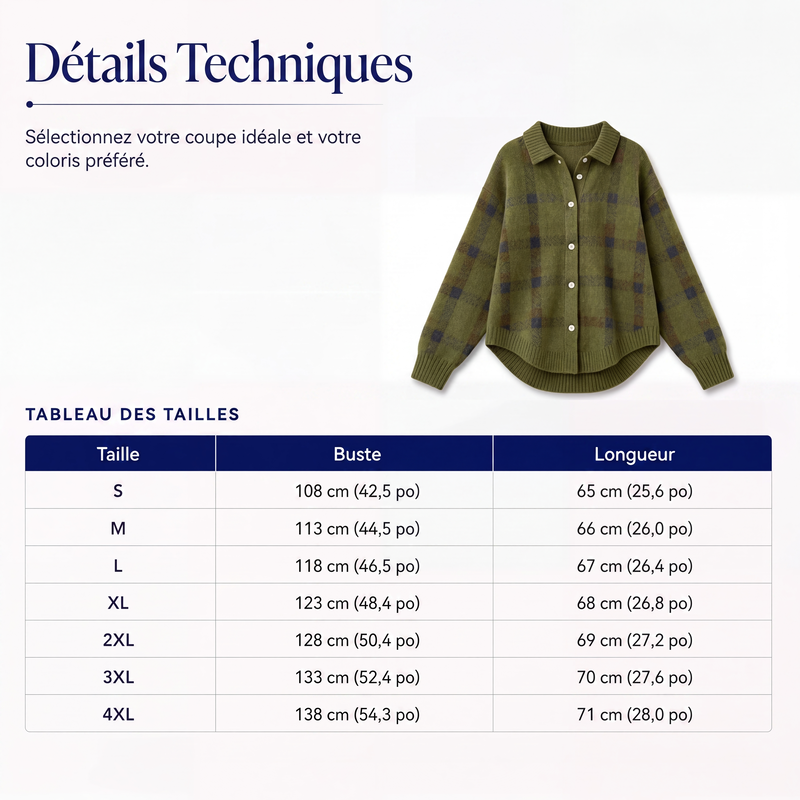 ✨ Cardigan femme à carreaux avec boutons, coupe oversize décontractée : facile à porter au quotidien 🧶