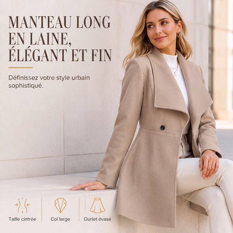 Manteau élégant pour femme à col revers et coupe ajustée