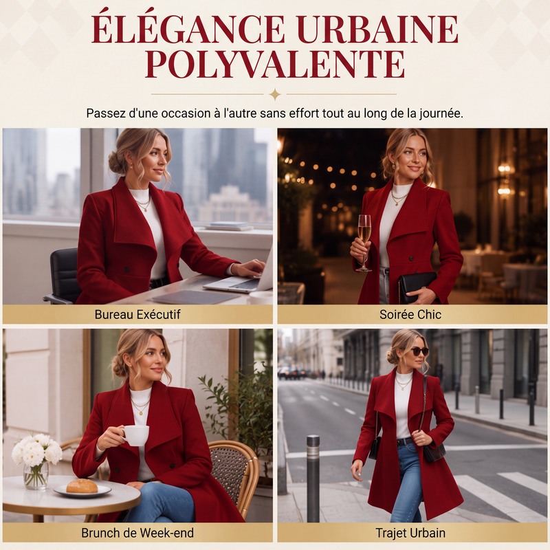 Manteau élégant pour femme à col revers et coupe ajustée