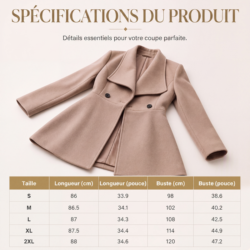 Manteau élégant pour femme à col revers et coupe ajustée