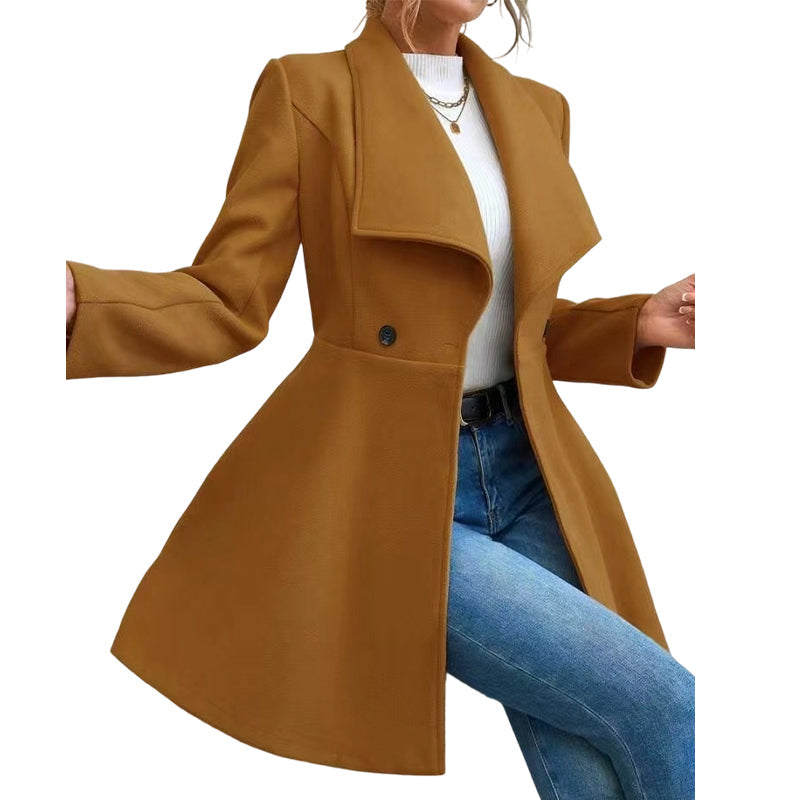 Manteau élégant pour femme à col revers et coupe ajustée