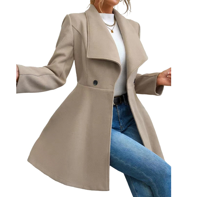 Manteau élégant pour femme à col revers et coupe ajustée