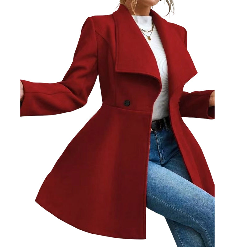 Manteau élégant pour femme à col revers et coupe ajustée