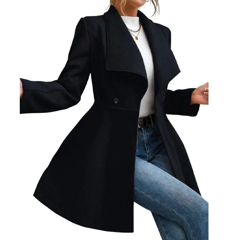Manteau élégant pour femme à col revers et coupe ajustée