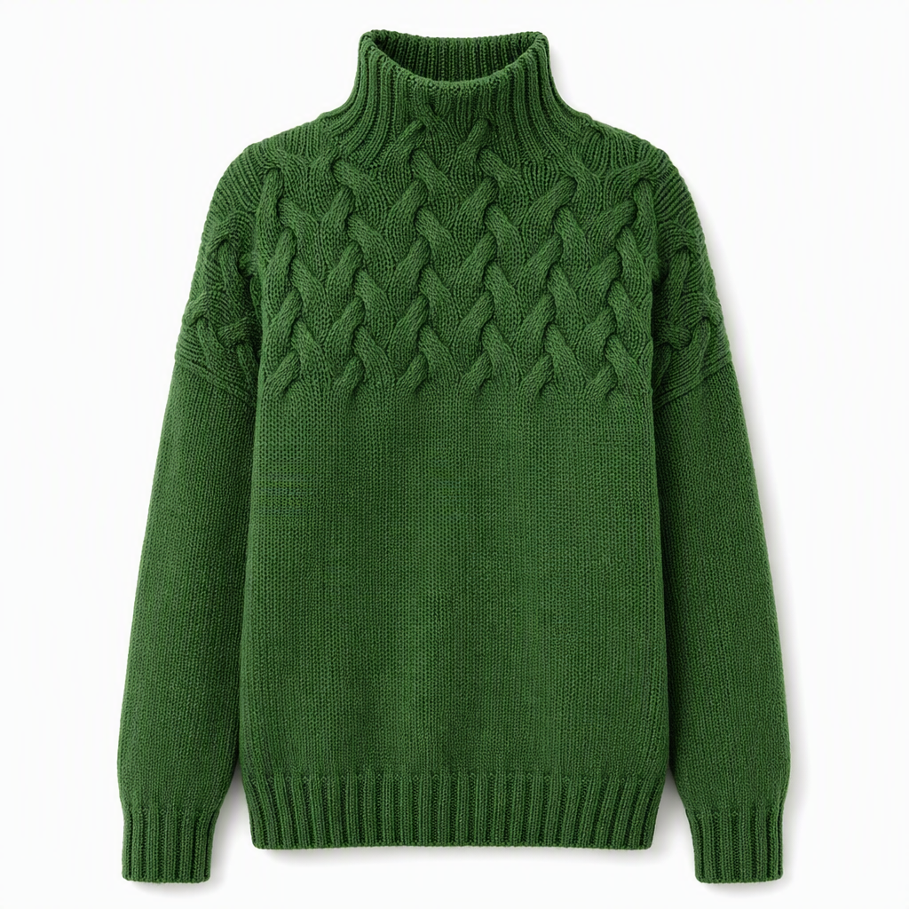 Pull en maille col roulé décontracté de couleur unie