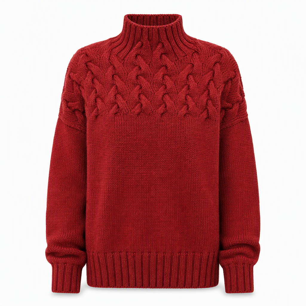 Pull en maille col roulé décontracté de couleur unie