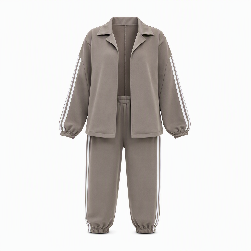 🌸 OFFRE LIMITÉE –50% ! ✨ Ensemble de détente décontracté pour femme composé d'une chemise oversize à boutons et d'un pantalon de jogging à bandes latérales