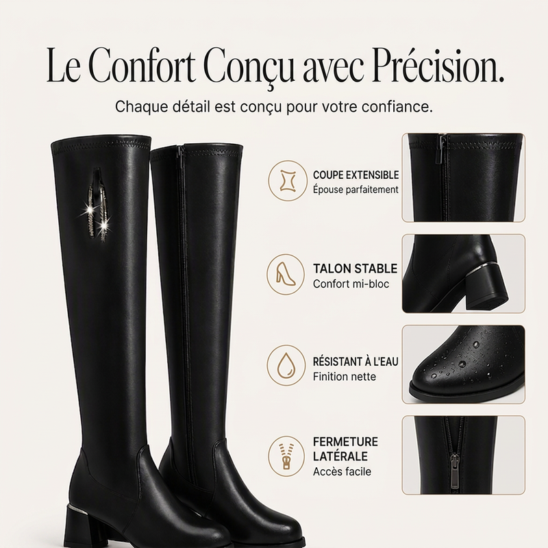 Bottes chaudes élastiques au-dessus du genou pour femmes